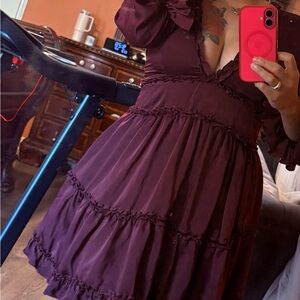 She + Sky Deep Burgundy Long Sleeve Dress Gothic style